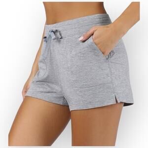 NWT $28 90 Degree By Reflex Lounge Shorts Girls Medium Heather Gray Drawstring